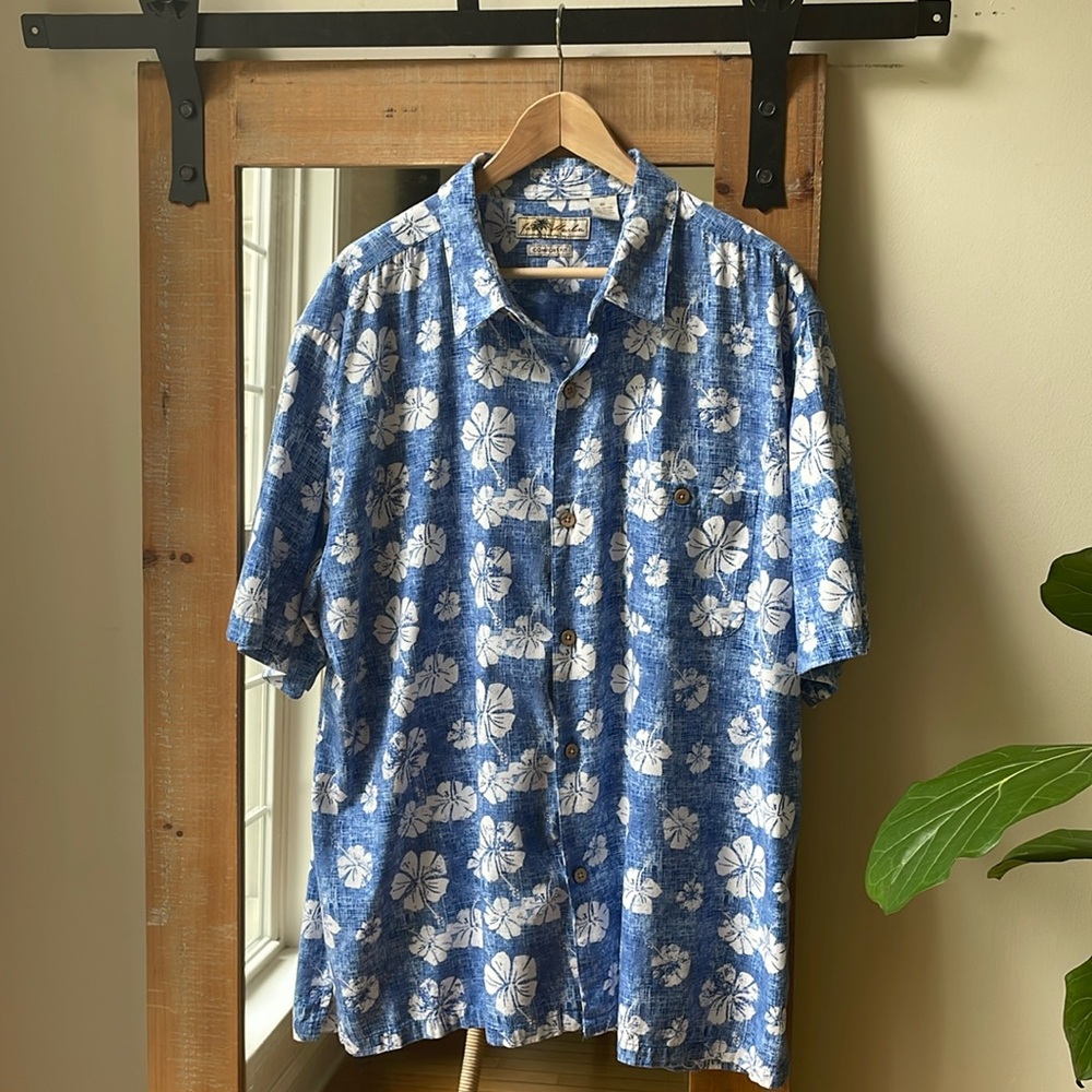 Joe Marlin Hibiscus Print Hawaiian Camp Shirt Size XXL